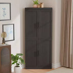 Meuble d'angle Dovelina avec étagères réglables, buffet, meuble à vin, meuble de cuisine et de salle à manger avec portes en bois - 31H x 31L, 36H x 31L