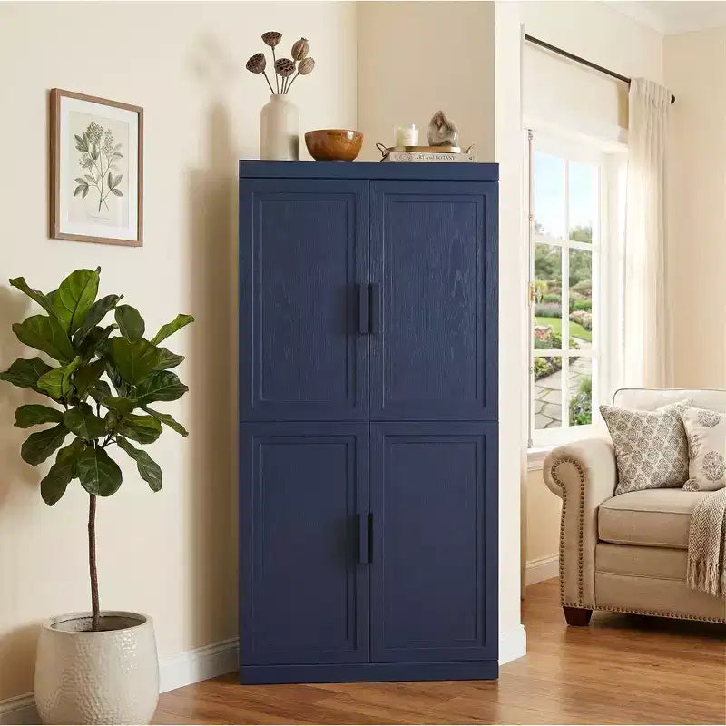 Meuble d'angle Dovelina avec étagères réglables, buffet, meuble à vin, meuble de cuisine et de salle à manger avec portes en bois - 31H x 31L, 36H x 31L