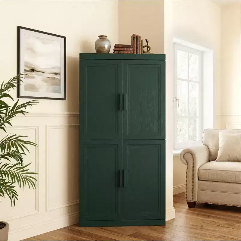 Meuble d'angle Dovelina avec étagères réglables, buffet, meuble à vin, meuble de cuisine et de salle à manger avec portes en bois - 31H x 31L, 36H x 31L