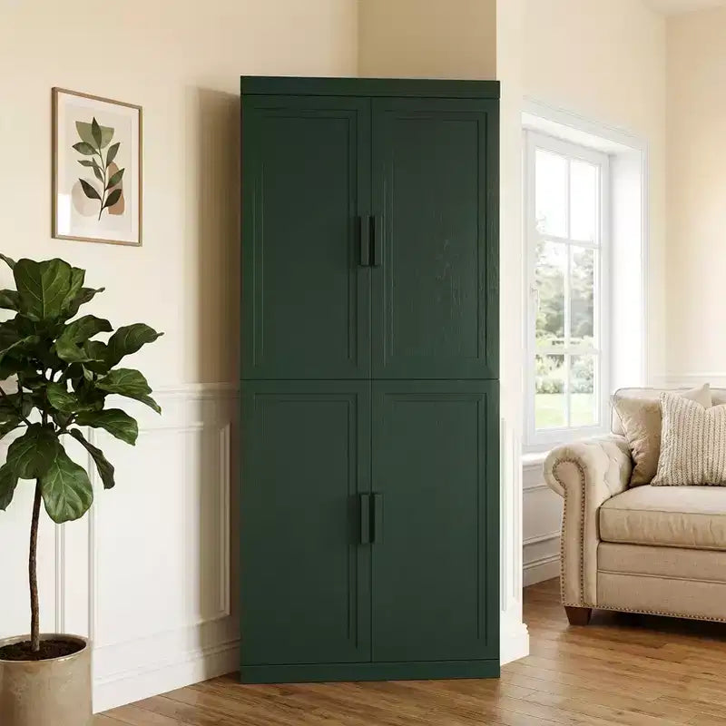 Meuble d'angle Dovelina avec étagères réglables, buffet, meuble à vin, meuble de cuisine et de salle à manger avec portes en bois - 31H x 31L, 36H x 31L