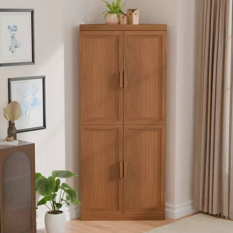 Meuble d'angle Dovelina avec étagères réglables, buffet, meuble à vin, meuble de cuisine et de salle à manger avec portes en bois - 31H x 31L, 36H x 31L