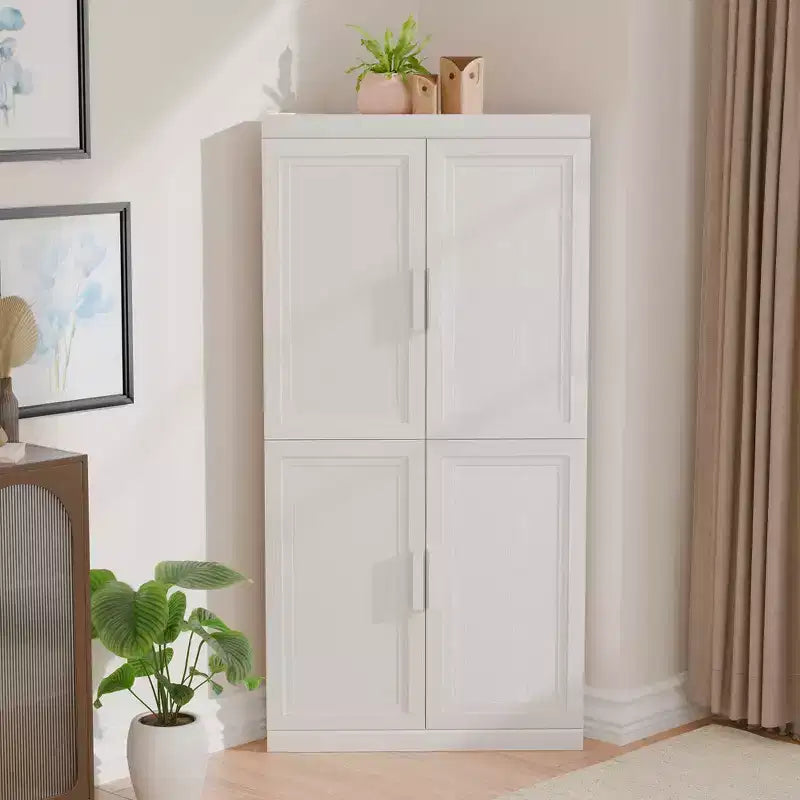 Meuble d'angle Dovelina avec étagères réglables, buffet, meuble à vin, meuble de cuisine et de salle à manger avec portes en bois - 31H x 31L, 36H x 31L