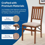 Chaises pliantes en bois Stackmore Arts and Craft avec sièges rembourrés, couleur bois de fruitiers, lot de 2