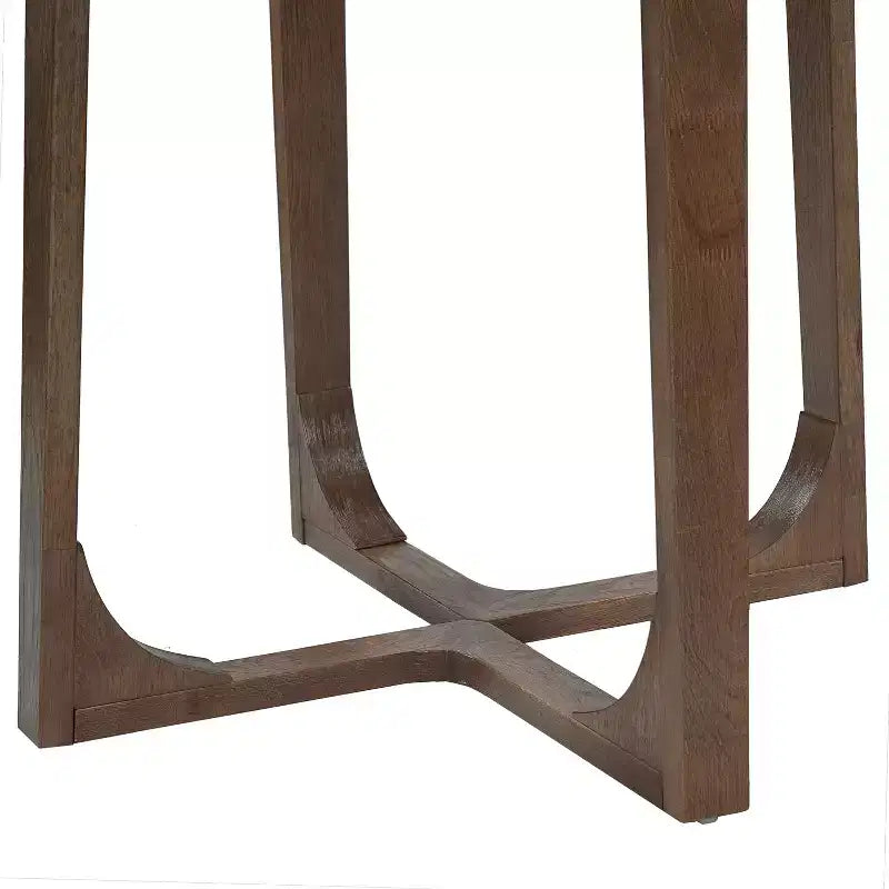 Christopher Knight Home Kenta Table de bar ronde moderne en bois d'hévéa de 89 cm de hauteur avec piètement géométrique à plusieurs pieds