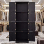 JVNOXK Armoire de rangement haute autoportante noire de 72,4 po avec 8 portes et 4 étagères