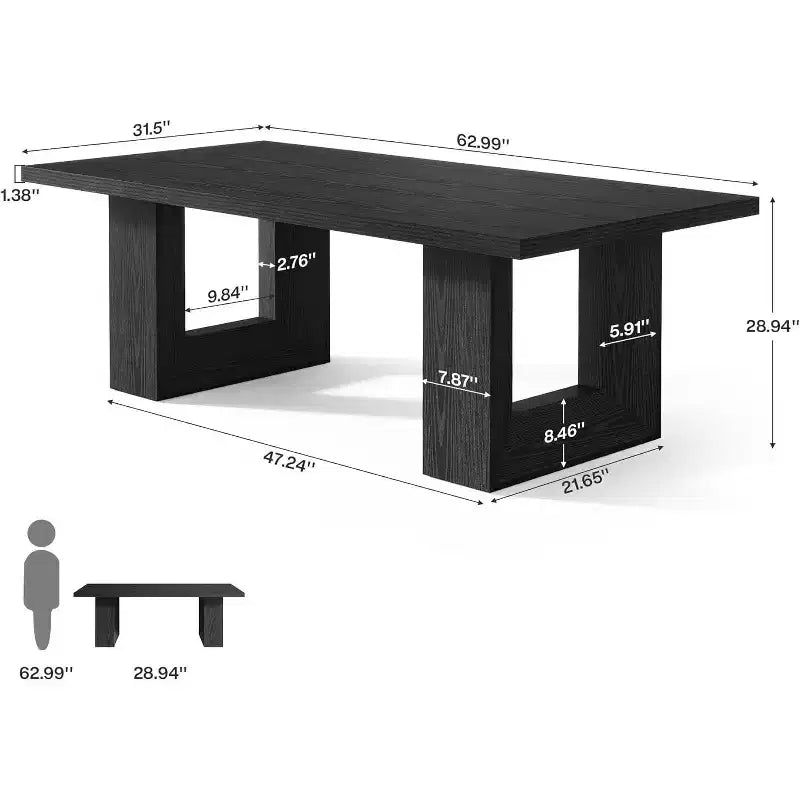 Bureau de travail Lantine, grand bureau de direction de ferme de 62,99 pouces, table d'ordinateur pour bureau, salle de conférence, salle d'étude (Noir)