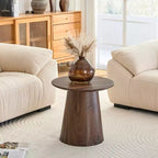Table basse circulaire en MDF avec motif noyer, de la marque "Fun little toys", diamètre 49,8 cm, hauteur 47,8 cm, en bois de noyer.