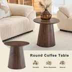 Table basse circulaire en MDF avec motif noyer, de la marque "Fun little toys", diamètre 49,8 cm, hauteur 47,8 cm, en bois de noyer.