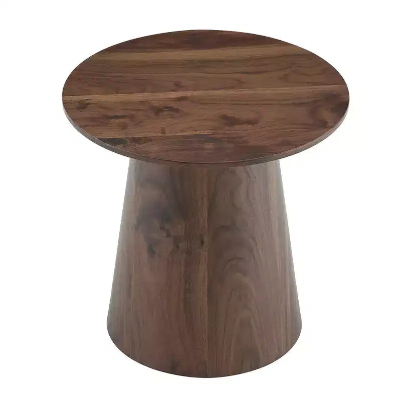 Table basse circulaire en MDF avec motif noyer, de la marque "Fun little toys", diamètre 49,8 cm, hauteur 47,8 cm, en bois de noyer.