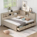 FAMYYT Full Size Wood Daybed with Storage Shelves and 3 Drawers, Easy Assembly