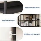 Bibliothèque d'angle arquée de 74,5 pouces de haut avec armoire, bibliothèque de rangement autoportante avec pieds réglables et kit anti-basculement pour bureau, salon