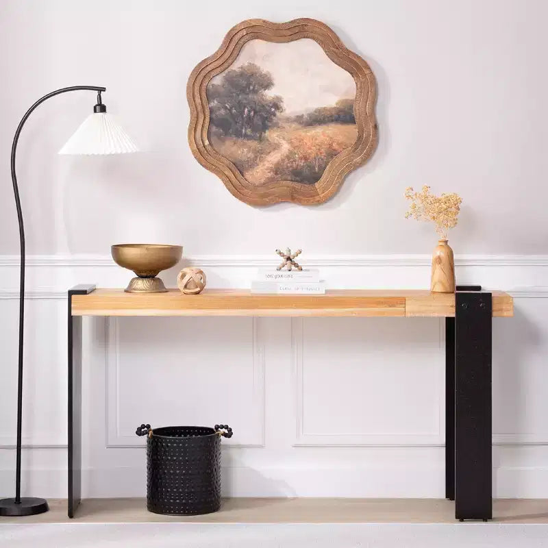 Console Ralph 60 de GDFStudio, style industriel rustique, en bois, avec pieds en faux métal rouillé vieilli