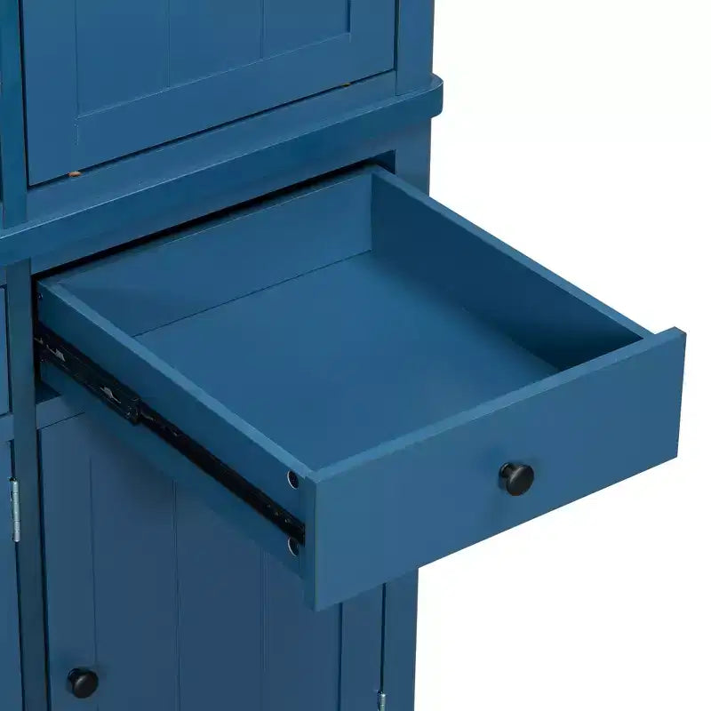 Garde-manger de cuisine autoportant de 74,8H, Armoire de rangement de style ferme avec étagères de porte, étagères réglables, plateaux coulissants et tiroirs - ModernLuxe