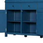 Garde-manger de cuisine autoportant de 74,8H, Armoire de rangement de style ferme avec étagères de porte, étagères réglables, plateaux coulissants et tiroirs - ModernLuxe
