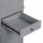 Garde-manger de cuisine autoportant de 74,8H, Armoire de rangement de style ferme avec étagères de porte, étagères réglables, plateaux coulissants et tiroirs - ModernLuxe