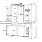 Garde-manger de cuisine autoportant de 74,8H, Armoire de rangement de style ferme avec étagères de porte, étagères réglables, plateaux coulissants et tiroirs - ModernLuxe