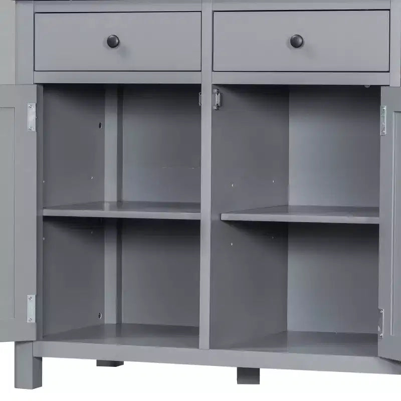 Garde-manger de cuisine autoportant de 74,8H, Armoire de rangement de style ferme avec étagères de porte, étagères réglables, plateaux coulissants et tiroirs - ModernLuxe