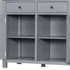 Garde-manger de cuisine autoportant de 74,8H, Armoire de rangement de style ferme avec étagères de porte, étagères réglables, plateaux coulissants et tiroirs - ModernLuxe