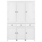 Garde-manger de cuisine autoportant de 74,8H, Armoire de rangement de style ferme avec étagères de porte, étagères réglables, plateaux coulissants et tiroirs - ModernLuxe