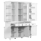 Garde-manger de cuisine autoportant de 74,8H, Armoire de rangement de style ferme avec étagères de porte, étagères réglables, plateaux coulissants et tiroirs - ModernLuxe