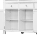 Garde-manger de cuisine autoportant de 74,8H, Armoire de rangement de style ferme avec étagères de porte, étagères réglables, plateaux coulissants et tiroirs - ModernLuxe