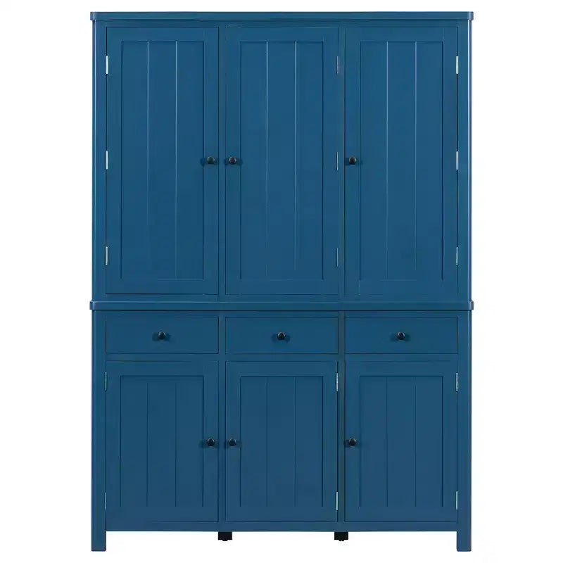 Garde-manger de cuisine autoportant de 74,8H, Armoire de rangement de style ferme avec étagères de porte, étagères réglables, plateaux coulissants et tiroirs - ModernLuxe