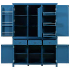 Garde-manger de cuisine autoportant de 74,8H, Armoire de rangement de style ferme avec étagères de porte, étagères réglables, plateaux coulissants et tiroirs - ModernLuxe