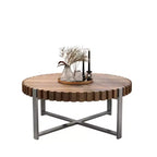Table basse ronde JVNOXK 31,4'', table basse circulaire moderne en grain de bois naturel faite à la main, table basse en bois Felief