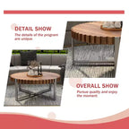 Table basse ronde JVNOXK 31,4'', table basse circulaire moderne en grain de bois naturel faite à la main, table basse en bois Felief