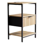 Table de Chevet Karl Home de 38 cm de Large - 1 Tiroir, 2 Étagères, Prise Électrique US - lot de 2