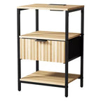 Table de Chevet Karl Home de 38 cm de Large - 1 Tiroir, 2 Étagères, Prise Électrique US - lot de 2