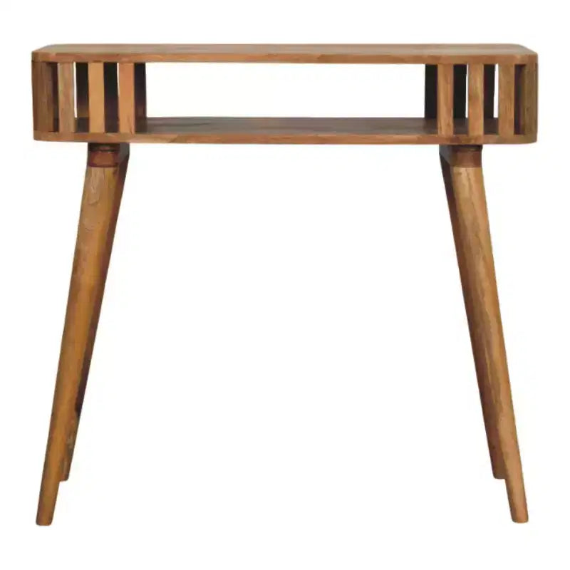 HomeRoots 33 Oak Solid Wood Console Table With Shelf