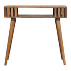 HomeRoots 33 Oak Solid Wood Console Table With Shelf
