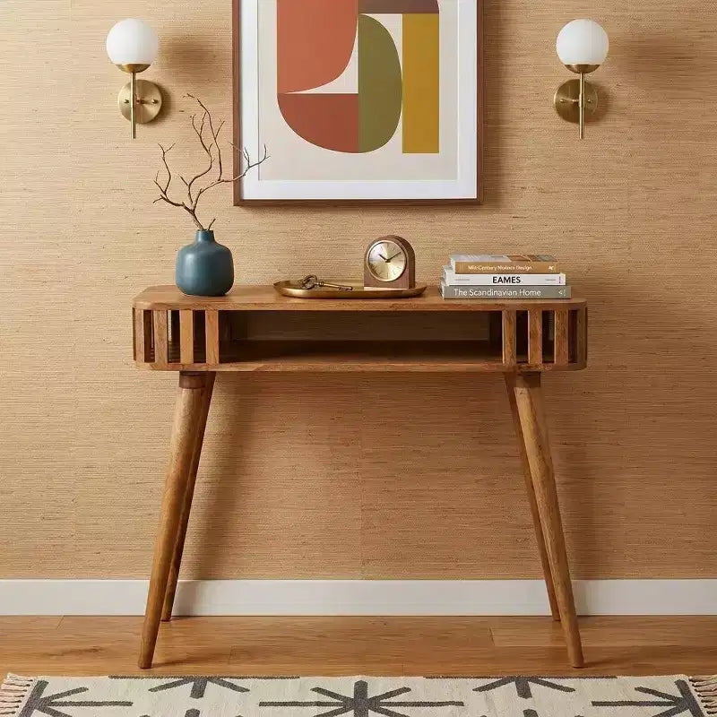 HomeRoots 33 Console en bois massif de chêne avec étagère