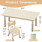 Table et 4 chaises pour enfants à hauteur réglable, motif graffiti, tapis antidérapants en caoutchouc, table d'étude et de jeu, polyvalente pour la lecture, le dessin et les activités en salle de jeux