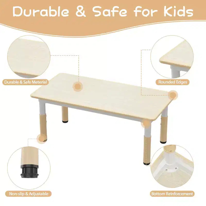 Table et 4 chaises pour enfants à hauteur réglable, motif graffiti, tapis antidérapants en caoutchouc, table d'étude et de jeu, polyvalente pour la lecture, le dessin et les activités en salle de jeux