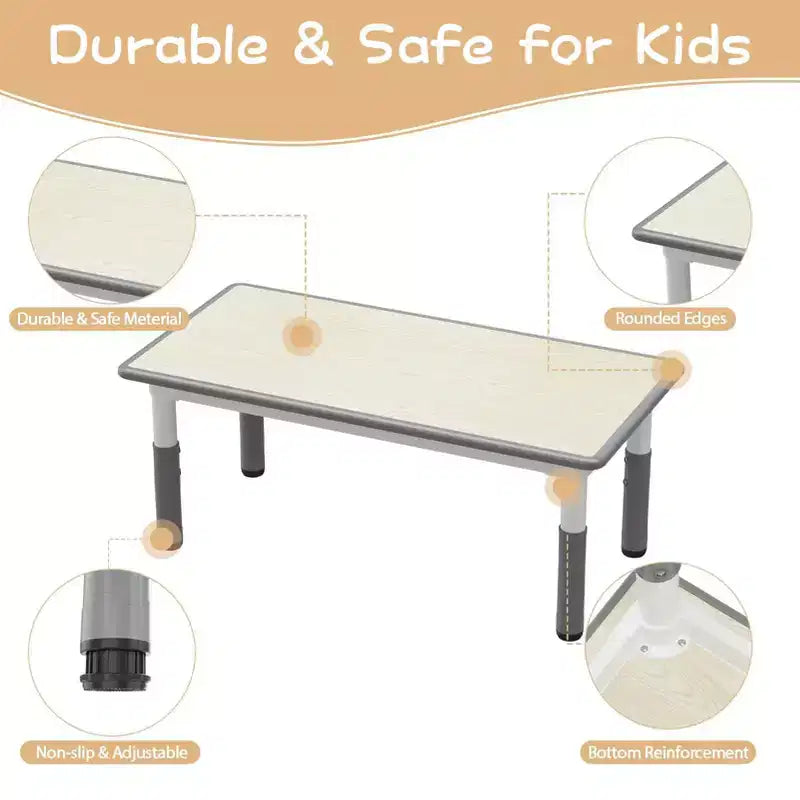 Table et 4 chaises pour enfants à hauteur réglable, motif graffiti, tapis antidérapants en caoutchouc, table d'étude et de jeu, polyvalente pour la lecture, le dessin et les activités en salle de jeux