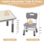 Table et 4 chaises pour enfants à hauteur réglable, motif graffiti, tapis antidérapants en caoutchouc, table d'étude et de jeu, polyvalente pour la lecture, le dessin et les activités en salle de jeux
