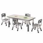Adjustable Height Kids Table and 4 Chairs Set,Graffiti Design,Non-Slip Rubber Mats,Study Play Table,Versatile for Reading,Drawing&Playroom Activities