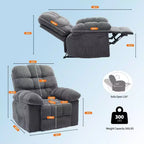 Fauteuil inclinable pivotant et basculant à 360° avec poches latérales, canapé de chambre d'enfant rembourré confortable, cadre en acier pour salon et petit espace.