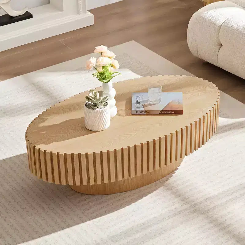 Meuble TV moderne JVNOXK pour téléviseur de 80 pouces avec 3 portes, grand meuble de rangement pour salon, chambre, bois naturel