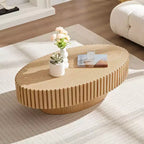 Meuble TV moderne JVNOXK pour téléviseur de 80 pouces avec 3 portes, grand meuble de rangement pour salon, chambre, bois naturel
