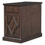 Table d'appoint classique, Table de chevet avec station de recharge, tiroir, armoire de rangement pour salon et chambre - ModernLuxe
