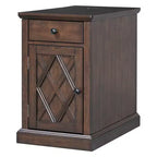 Table d'appoint classique, Table de chevet avec station de recharge, tiroir, armoire de rangement pour salon et chambre - ModernLuxe