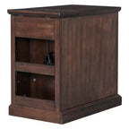 Table d'appoint classique, Table de chevet avec station de recharge, tiroir, armoire de rangement pour salon et chambre - ModernLuxe