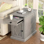 Table d'appoint classique, Table de chevet avec station de recharge, tiroir, armoire de rangement pour salon et chambre - ModernLuxe