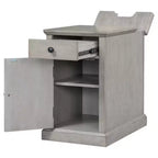 Table d'appoint classique, Table de chevet avec station de recharge, tiroir, armoire de rangement pour salon et chambre - ModernLuxe