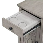 Table d'appoint classique, Table de chevet avec station de recharge, tiroir, armoire de rangement pour salon et chambre - ModernLuxe