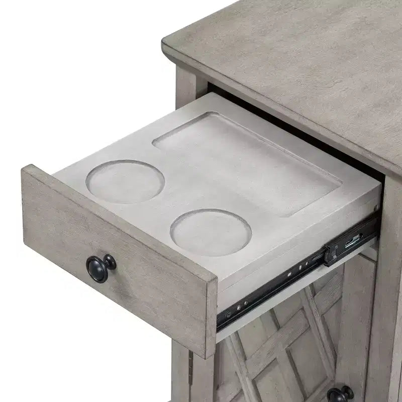 Table d'appoint classique, Table de chevet avec station de recharge, tiroir, armoire de rangement pour salon et chambre - ModernLuxe