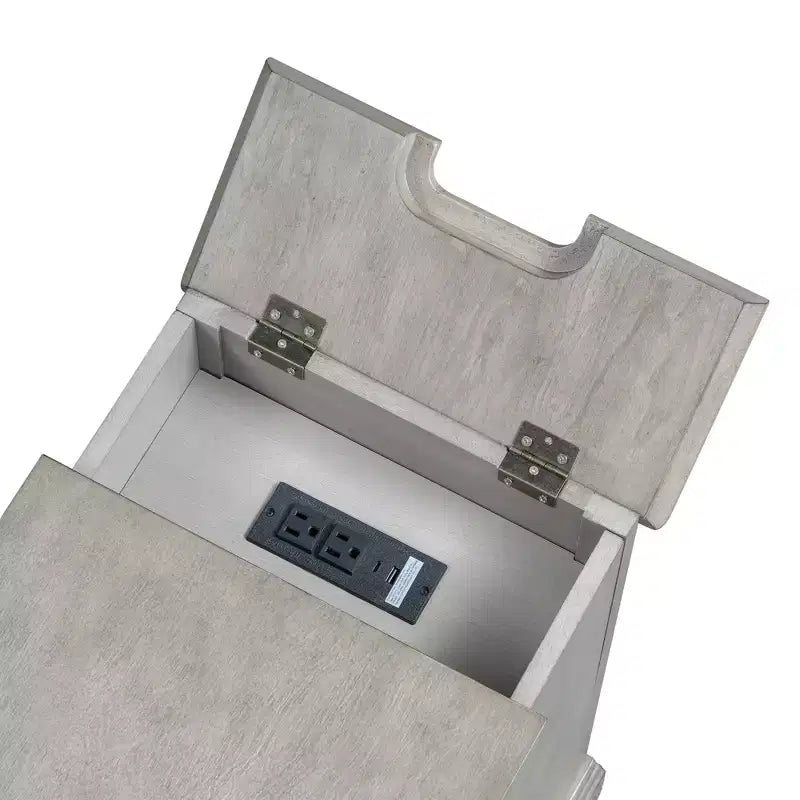 Table d'appoint classique, Table de chevet avec station de recharge, tiroir, armoire de rangement pour salon et chambre - ModernLuxe